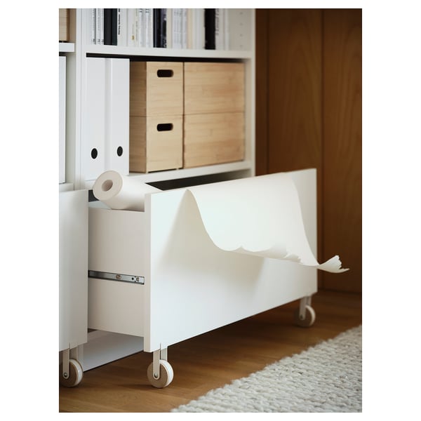 BILLY drawer, white/with castors, 80x28x43 cm