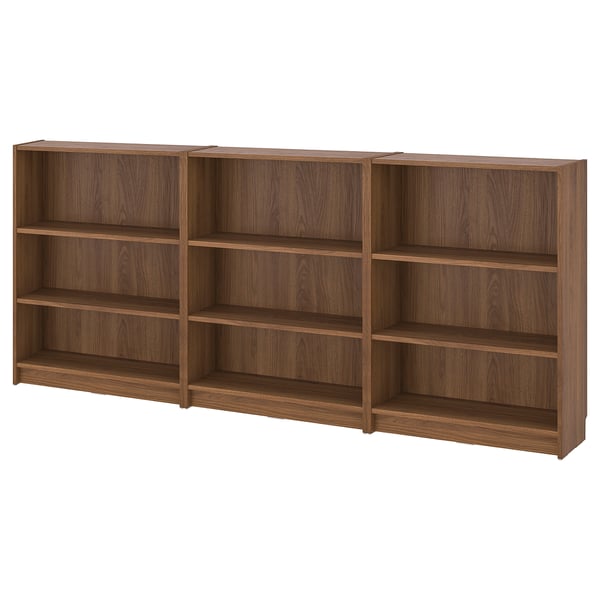 BILLY bookcase combination, brown walnut effect, 240x28x106 cm