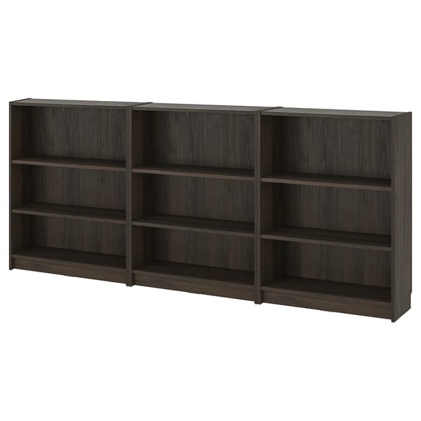 BILLY bookcase combination, dark brown oak effect, 240x28x106 cm