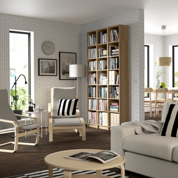 BILLY bookcase comb with extension units, oak effect, 120x28x237 cm