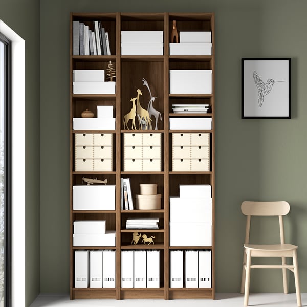 BILLY bookcase comb with extension units, brown walnut effect, 120x28x237 cm