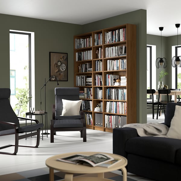 BILLY bookcase comb with extension units, brown walnut effect, 200x28x237 cm