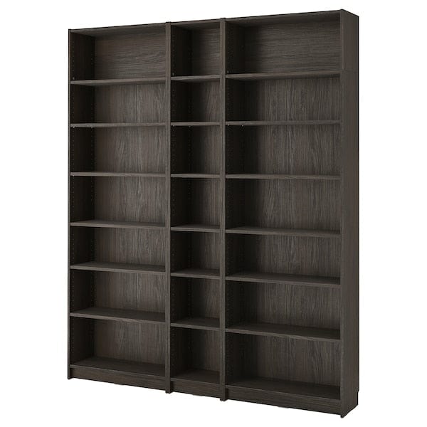 Ikea BILLY - Bookcase/elem supplement combination, dark brown oak effect,200x28x237 cm