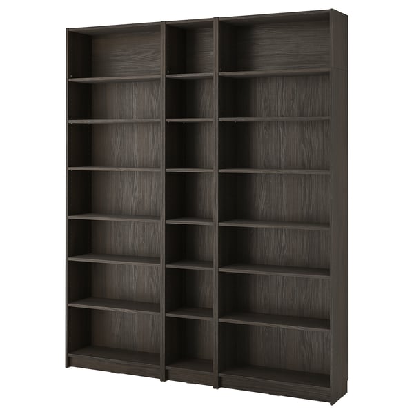 BILLY bookcase comb with extension units, dark brown oak effect, 200x28x237 cm