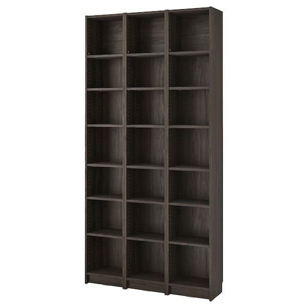 Ikea BILLY - Bookcase/elem supplement combination, dark brown oak effect,120x28x237 cm
