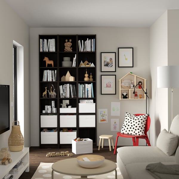 BILLY bookcase comb with extension units, dark brown oak effect, 120x28x237 cm