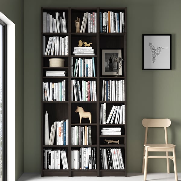 BILLY bookcase comb with extension units, dark brown oak effect, 120x28x237 cm