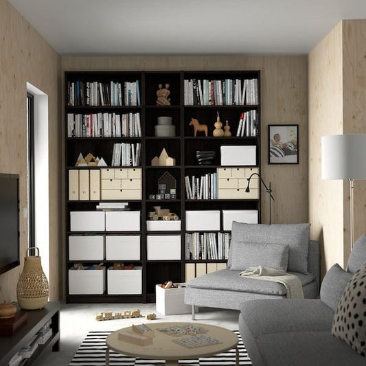 Ikea BILLY - Bookcase/elem supplement combination, dark brown oak effect,200x28x237 cm