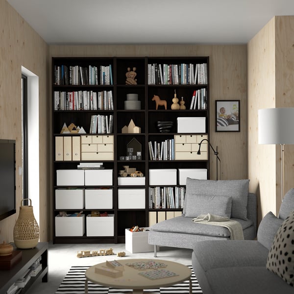 BILLY bookcase comb with extension units, dark brown oak effect, 200x28x237 cm