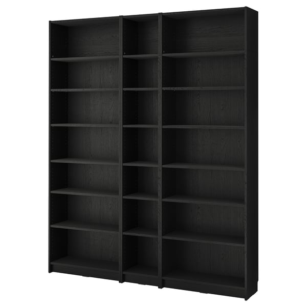 BILLY bookcase comb with extension units, black oak effect, 200x28x237 cm