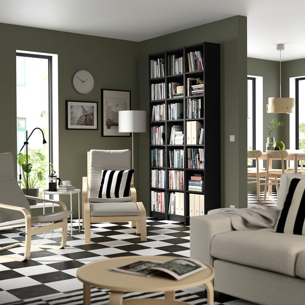 BILLY bookcase comb with extension units, black oak effect, 120x28x237 cm