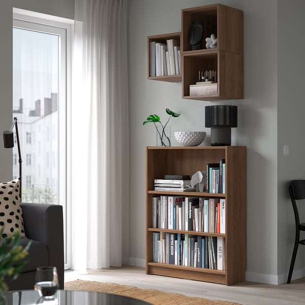 BILLY / EKET bookcase combination, brown walnut effect, 80x106x28 cm