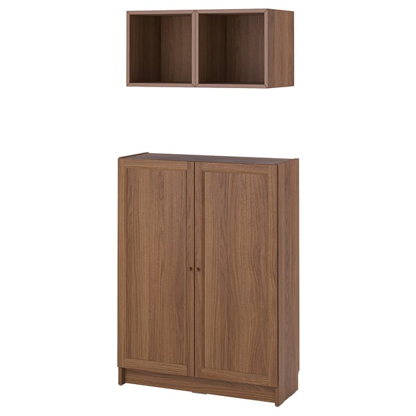 BILLY / EKET storage combination with doors, brown walnut effect, 80x106x30 cm
