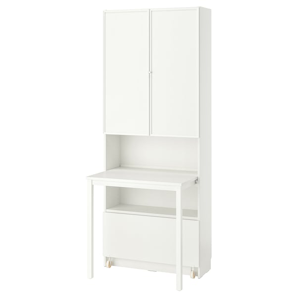 Ikea BILLY / HÖGBO - Bookcase with desk and drawer, white, 80x202 cm