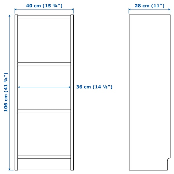 BILLY bookcase, white, 40x28x106 cm