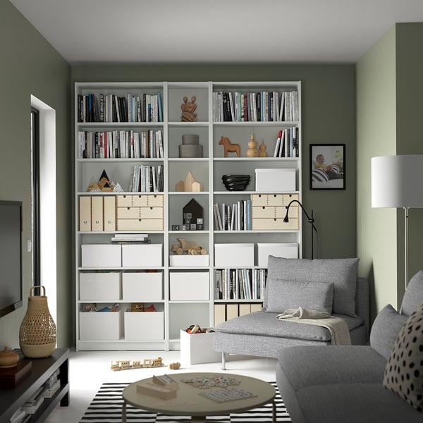 BILLY bookcase, white, 200x28x237 cm