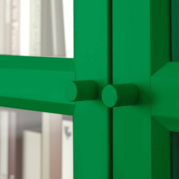 BILLY bookcase with glass-doors, green, 80x30x202 cm