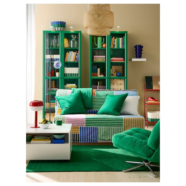 BILLY bookcase with glass-doors, green, 80x30x202 cm