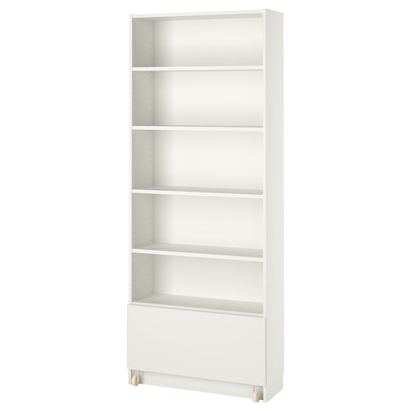 BILLY bookcase with drawer, white, 80x30x202 cm