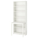 BILLY Bookcase with desk, white, 80x202 cm