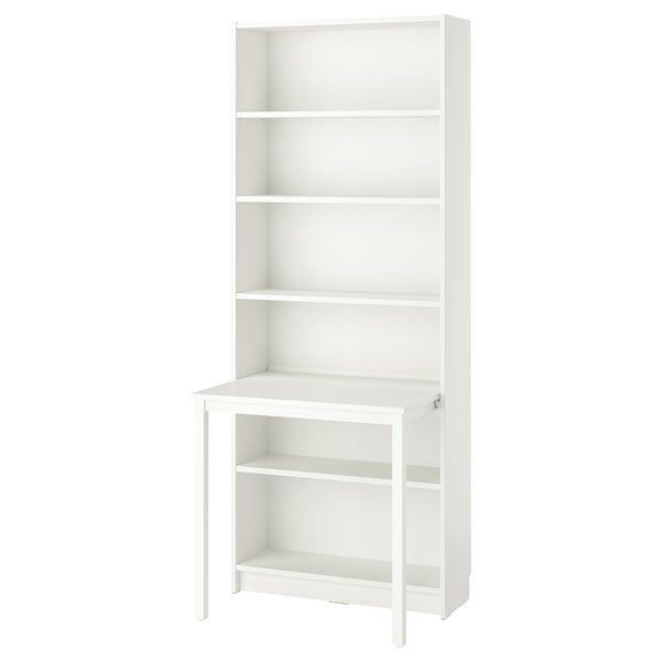 Ikea BILLY - Bookcase with desk, white, 80x202 cm
