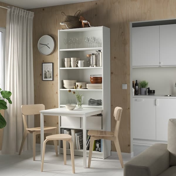 Ikea BILLY - Bookcase with desk, white, 80x202 cm