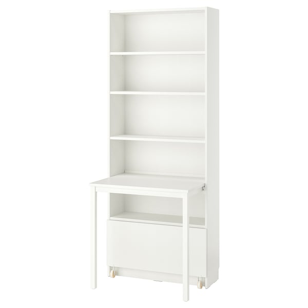 Ikea BILLY - Bookcase with desk and drawer, white, 80x202 cm