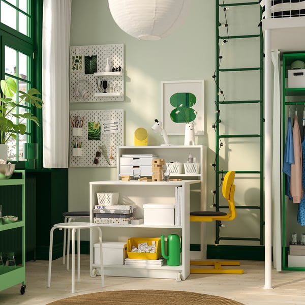 BILLY bookcase with foldable table, white, 80x33/112x106 cm