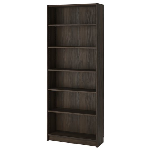 BILLY bookcase, dark brown oak effect, 80x28x202 cm