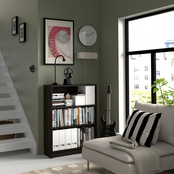 BILLY bookcase, dark brown oak effect, 80x28x106 cm