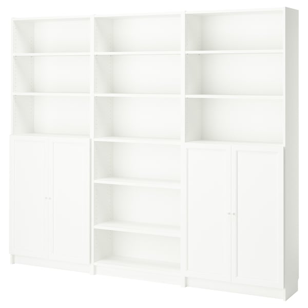 BILLY / OXBERG bookcase combination with doors, white, 240x30x202 cm