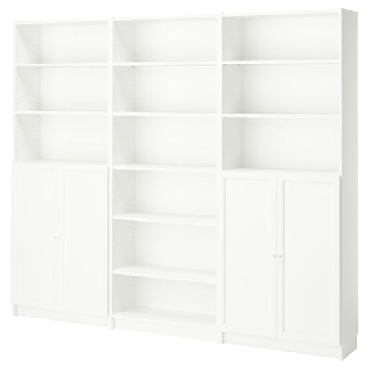 BILLY / OXBERG bookcase combination with doors, white, 240x30x202 cm