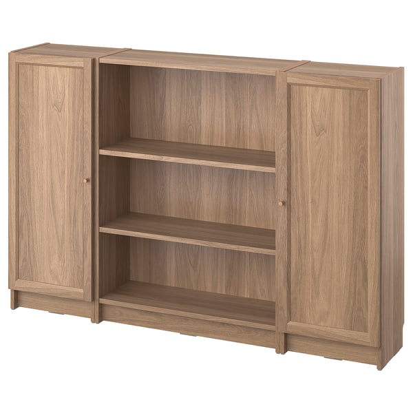 BILLY / OXBERG bookcase combination with doors, oak effect, 160x106 cm