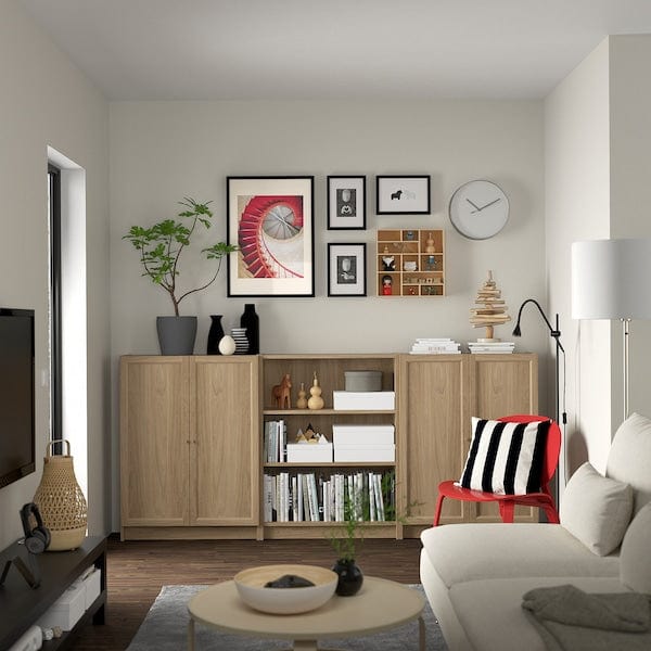 Ikea BILLY / OXBERG - Bookcase combination with doors, oak effect, 240x30x106 cm