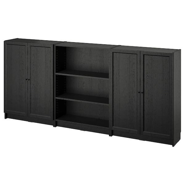 Ikea BILLY / OXBERG - Bookcase combination with doors, black oak effect, 240x30x106 cm