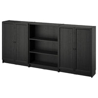 BILLY / OXBERG bookcase combination with doors, black oak effect, 240x30x106 cm