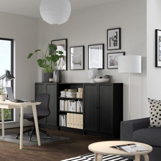 Ikea BILLY / OXBERG - Bookcase combination with doors, black oak effect, 240x30x106 cm