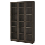 BILLY / OXBERG bookcase combination w glass doors, dark brown oak effect/clear glass, 120x30x202 cm