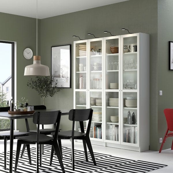 Ikea BILLY / OXBERG - Bookcase, white/glass, 160x30x202 cm