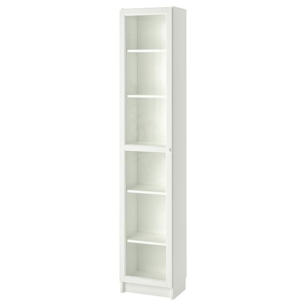 BILLY / OXBERG bookcase with glass door, white/glass, 40x30x202 cm