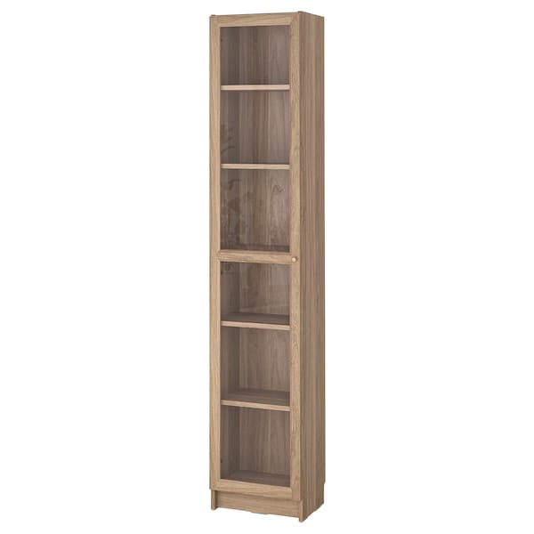 Ikea BILLY / OXBERG - Bookcase with glass door, oak effect/clear glass, 40x30x202 cm