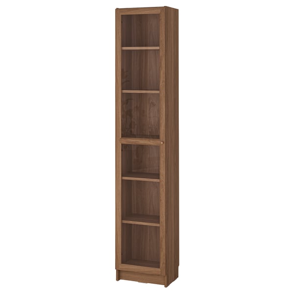 BILLY / OXBERG bookcase with glass door, brown walnut effect/clear glass, 40x30x202 cm