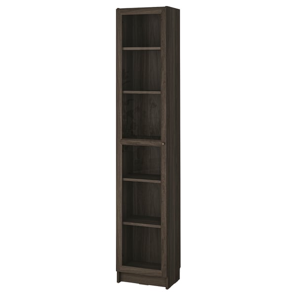 BILLY / OXBERG bookcase with glass door, dark brown oak effect/clear glass, 40x30x202 cm