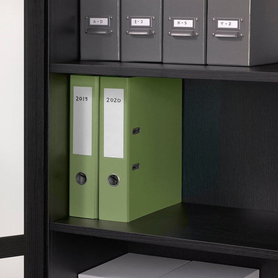 BILLY / OXBERG bookcase with glass doors, black oak effect, 80x41x202 cm