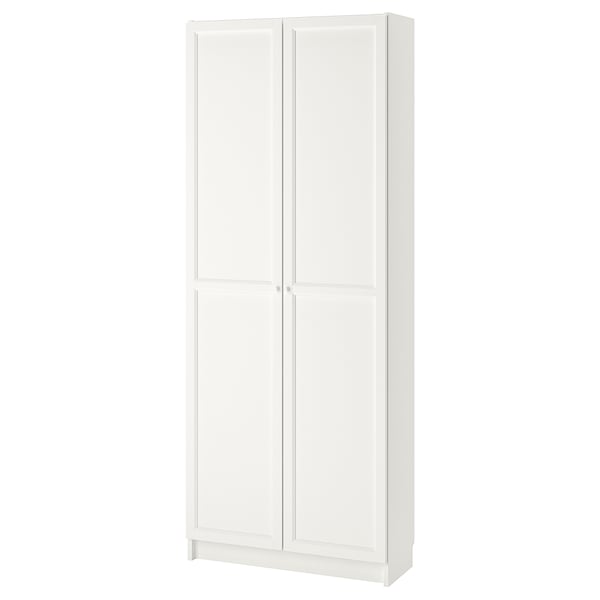 BILLY / OXBERG bookcase with doors, white, 80x30x202 cm