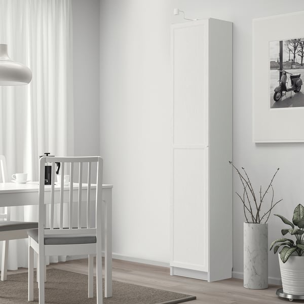 BILLY / OXBERG bookcase with doors, white, 40x30x202 cm