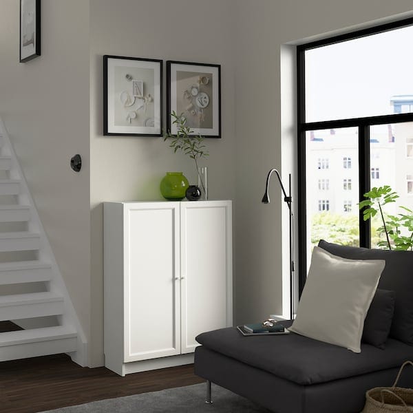 Ikea BILLY / OXBERG - Bookcase with doors, white, 80x30x106 cm