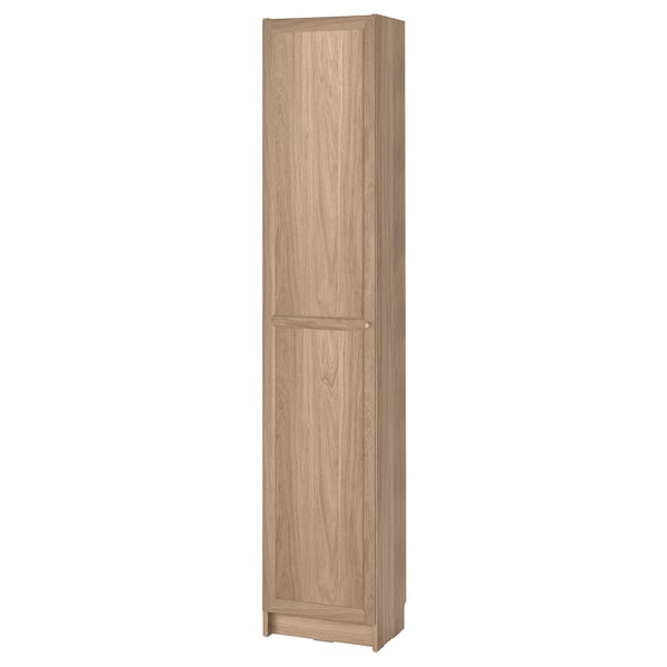 BILLY / OXBERG bookcase with doors, oak effect, 40x30x202 cm