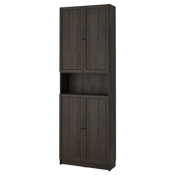 Ikea BILLY / OXBERG - Bookcase with doors/supplementary element, dark brown oak effect,80x30x237 cm