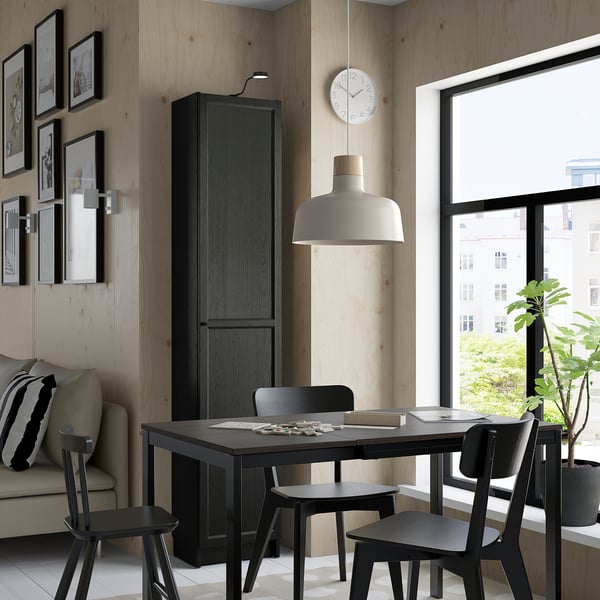 BILLY / OXBERG bookcase with doors, black oak effect, 40x30x202 cm